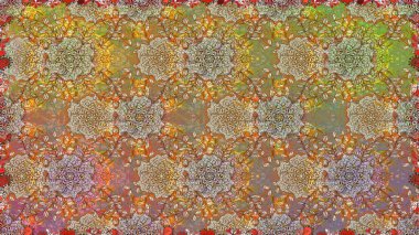 Raster illüstrasyonunda kusursuz çiçek deseni. Suluboya tarzında kahverengi renkte çiçekler.