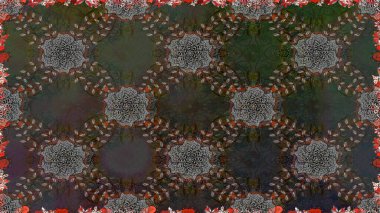 Gri renkli çiçekler. Raster illüstrasyonunda kusursuz çiçek deseni.