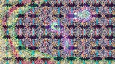 Tekstil tasarımı için doğal renklerde geleneksel halk çiçekleri buketi. Üzerinde gelincikler ve vadi zambakları olan renkli çiçek desenli nakış..