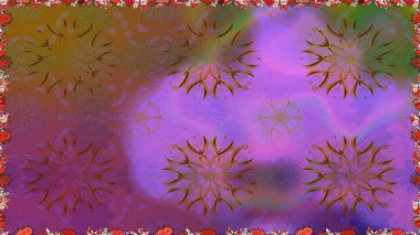 Sevimli çiçek raster deseni. Renkli Bahar Temalı Kusursuz Arkaplan. Düz Çiçek Elementleri Tasarımı. Mor renkte çiçekler.