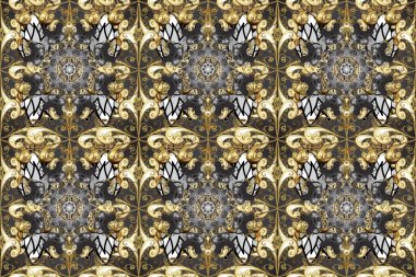 Geleneksel altın sarısı desenli gri, bej ve kahverengi renkler ve altın elementler. Barok tarzında kusursuz bir doğulu süsü..