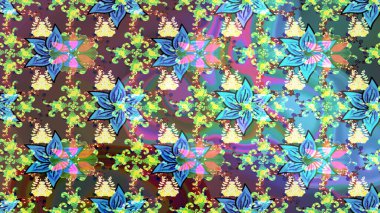 Düz Çiçek Elementleri Tasarımı. Chichi 'nin kumaş kalıbını çiz. Raster illüstrasyonu. Renkli Bahar Teması eskiz kalıbı. Çiçek deseni.