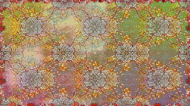 Düz Çiçek Elementleri Tasarımı. Süslü kumaş deseni. Renkli Bahar Temalı Kusursuz Arkaplan. Raster illüstrasyonunda kusursuz çiçek deseni.