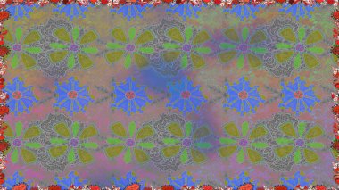 Şirin çiçek elementleri. Raster illüstrasyonu. Kusursuz. Gri renkli çiçekler.