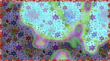 Çiçeksiz desenli nakış işlemeli gelincikler ve vadideki zambaklar. Tekstil tasarımı için mavi renkli geleneksel halk çiçekleri buketi.