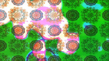 Yeşil renklerde. Raster illüstrasyonu. Yeşil renkte yeşil papatya deseni.