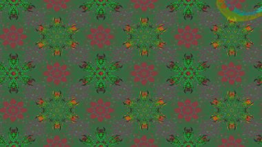 Tekrarlayan çiçek arkaplanı, zarif yeşil çiçek duvar kağıdı. Yeşil renkler üzerine çiçek desenli çizimler, el yapımı papatyalar, papatyalar..