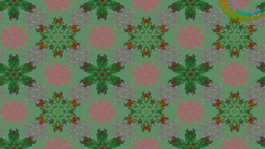 Düz Çiçek Elementleri Tasarımı. Yeşil renkli çiçekler. Renkli Bahar Teması eskiz kalıbı. Sevimli çiçek raster deseni.