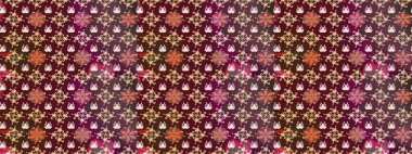 Raster Çiçek İllüstrasyonu güzel tekstil. Kahverengi renkli etnik çiçeklerle zarif bir eskiz deseni..