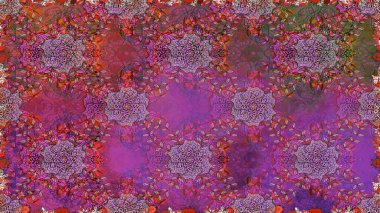 Çiçeksiz desenlerin resmi. Vadinin çiçekleri mor renklerde.