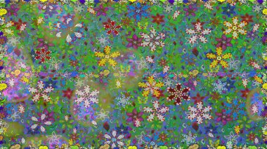 Raster illüstrasyonunda kusursuz çiçek deseni. Yeşil renkte çiçekler.