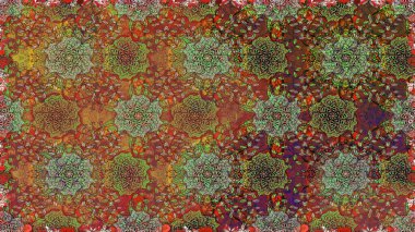 Düz Çiçek Elementleri Tasarımı. Kahverengi renkli çiçekler. Renkli Bahar Temalı Kusursuz Arkaplan. Güzel çiçek deseni..