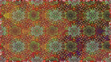 Düz Çiçek Elementleri Tasarımı. Kahverengi renkli çiçekler. Renkli Bahar Temalı Kusursuz Arkaplan. Güzel çiçek deseni..