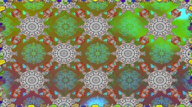 Çiçekli karalama şeklinde Raster çiçek deseni. Yeşil renkli çiçekler. Nazik, sevimli çiçek arkaplanı..