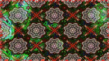 Raster illüstrasyonu. Şirin çiçek elementleri. Düz Çiçek Elementleri Tasarımı. Kusursuz desenli, modaya uygun kumaş deseni. Renkli Bahar Teması Kusursuz Arkaplan.