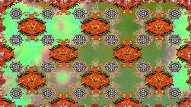 Raster illüstrasyonu. Yeşil renkte şirin çiçekler. Küçük çiçekli basit, dikişsiz desen. Moda baskısı, albüm, ambalaj kağıdı, duvar kağıdı için zarif dekoratif süslemeler..