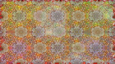 Çiçekli, suluboya desenli kusursuz çiçek deseni. Düz Çiçek Elementleri Tasarımı. Renkli Bahar Temalı Kusursuz Arkaplan. Raster illüstrasyonu. Kahverengi renkte çiçekler.