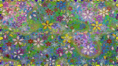 Raster illüstrasyonu. Çiçek. Kusursuz dekoratif arka plan, çiçek mandala. Yeşil renklerde.