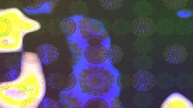 Sevimli çiçek raster deseni. Düz Çiçek Elementleri Tasarımı. Yeşil renkli çiçekler. Renkli Bahar Teması çizim şablonu.