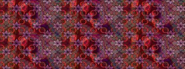 Raster illüstrasyonundaki çiçek desenli çizim. Güzel kumaş deseni. Renkli Bahar Teması eskiz kalıbı. Düz Çiçek Elementleri Tasarımı.