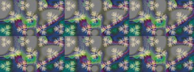 Yapraklı çiçekler ve kır renkli papatya çiçekleri. Eskiz arkaplan modeli. Raster - stok.