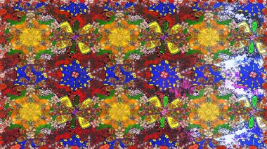 Çiçekli bahar çiçekleri. Küçük çiçekte güzel bir desen. Küçük renkli çiçekler. Moda baskıları için zarif bir şablon. Motley illüstrasyonu. Çizim.