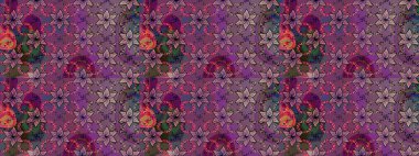 Renkli Bahar Teması eskiz kalıbı. Çiçekli çizim şekli. Mor renkli çiçekler. Düz Çiçek Elementleri Tasarımı.