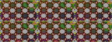 Raster illüstrasyonu. Kahverengi renklerde. Çiçek buketleriyle klasik tarzda kusursuz desen.