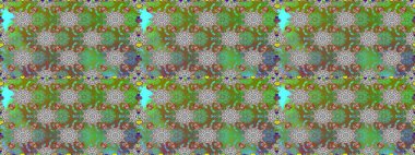 Miles Fleur, süslü püslü bir süs. Raster illüstrasyonu. Kusursuz bir geçmişi var. Kumaş, tekstil, duvar kağıdı baskısı için. Tomurcukları papatya çiçekleri olan sevimli bir çiçek deseni. Antika retro tarzı.