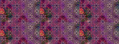 Renkli Bahar Teması eskiz kalıbı. Çiçekli çizim şekli. Mor renkli çiçekler. Düz Çiçek Elementleri Tasarımı.