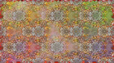 Raster Henna tarzı. Kusursuz süs izi. Etnik Mandala havlusu. Tebrik kartı geçmişi, boyama kitabı, arkaplan ve tekstil için kullanılabilir. Sınır Hindistan çiçek desenli paisley patentli.