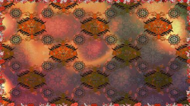 Raster illüstrasyonunda kusursuz çiçek deseni. Kahverengi renkte çiçekler.