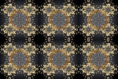 Raster oryantal süs. Barok tarzında kusursuz bir doğulu süsü. Gri ve kahverengi renklerdeki altın desenli altın elementler. Geleneksel klasik altın desen.