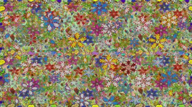 Nazik romantik baskı. Yeşil renkli çiçekler. Bahar mevsimi. Raster dikişsiz şirin çiçek deseni. Tatil havası..