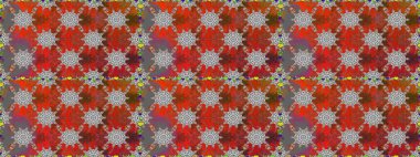 El çizimi çiçekli, pürüzsüz bir desen. Tekstil, kumaş, ambalaj, hatıra defteri için hoş bir çiçek arkaplanı. Gri arka planda. Çocuksu tasarım.