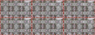 Tekstil için dikişsiz suluboya desen. Elle çizilmiş çiçek deseni (fayans). Sevimli çiçekleri, desenleri, gri renkleri olan renksiz desenler..