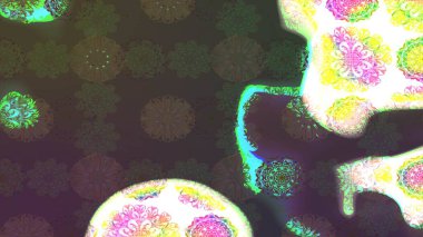 Küçük çiçekteki sevimli çiçek deseni. Yeşil renkte çiçekler.