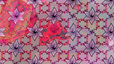 El çizimi. Güzel kumaş deseni. Raster illüstrasyonu. Çiçekler, dallar, otlar ve çiçekler.