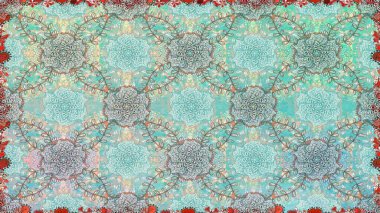 Tarafsız renklerde parlak çiçekli halı ile kusursuz desen.