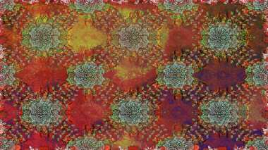 Kahverengi renkli çiçekler. Renkli Bahar Temalı, pürüzsüz bir arka plan. Düz Çiçek Elementleri Tasarım Raster illüstrasyonu. Çiçekli, suluboya desenli kusursuz çiçek deseni.