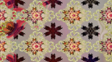 Bej renkli etnik çiçekli zarif eskiz deseni. Raster Çiçek İllüstrasyonu güzel tekstil..