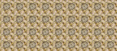 Bej, nötr ve kahverengi renklerde altın elementlerle pürüzsüz desen. Şam tasarım için kusursuz desen.