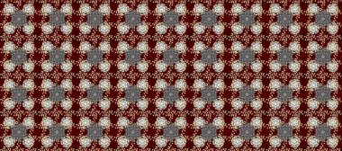 Kahverengi, gri ve kırmızı renklerde altın desenli altın elementler. Süslü raster dekorasyonu. Barok tarzında duvar kağıdı tasarımı için kusursuz damaske deseni arkaplanı.