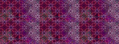 Yumuşak, bahar çiçekleri mor renklerde. Raster illüstrasyonu. Çiçek ve yapraklı karalama şeklinde Raster çiçek deseni.