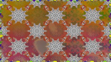 Çiçek deseni. Kahverengi renklerde çiçeksiz. Raster illüstrasyonu. Kahverengi renkli çiçekler. Şatafatlı bahar bahçesi dokusu.