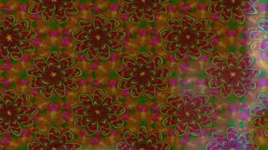 Renkli unsurlarla hareketli arka plan görüntüleri. Çiçekler. Eski model. Bayrak tarzı. Video kaydı. Şablon. Döngü. Kusursuz..