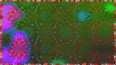 Yeşil renklerde. Raster illüstrasyonu. Çiçekli güzel suluboya desen.