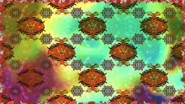 Çiçeksiz desenli nakış işlemeli gelincikler ve vadideki zambaklar. Tekstil tasarımı için yeşil renkli geleneksel halk çiçekleri buketi.