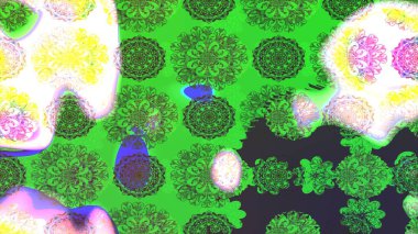 Raster illüstrasyonu. Yeşil renkte güzel bir tekstil. Suluboya çiçekli çiçek deseni.