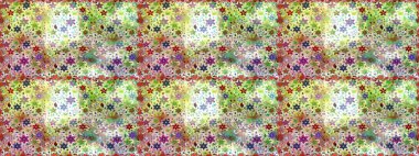 Raster illüstrasyonu. Şirin çiçekli kusursuz desen ve nötr renklerde yapraklar, suluboya çiçek deseni, duvar kağıdı, kart veya kumaş için fayanslı.